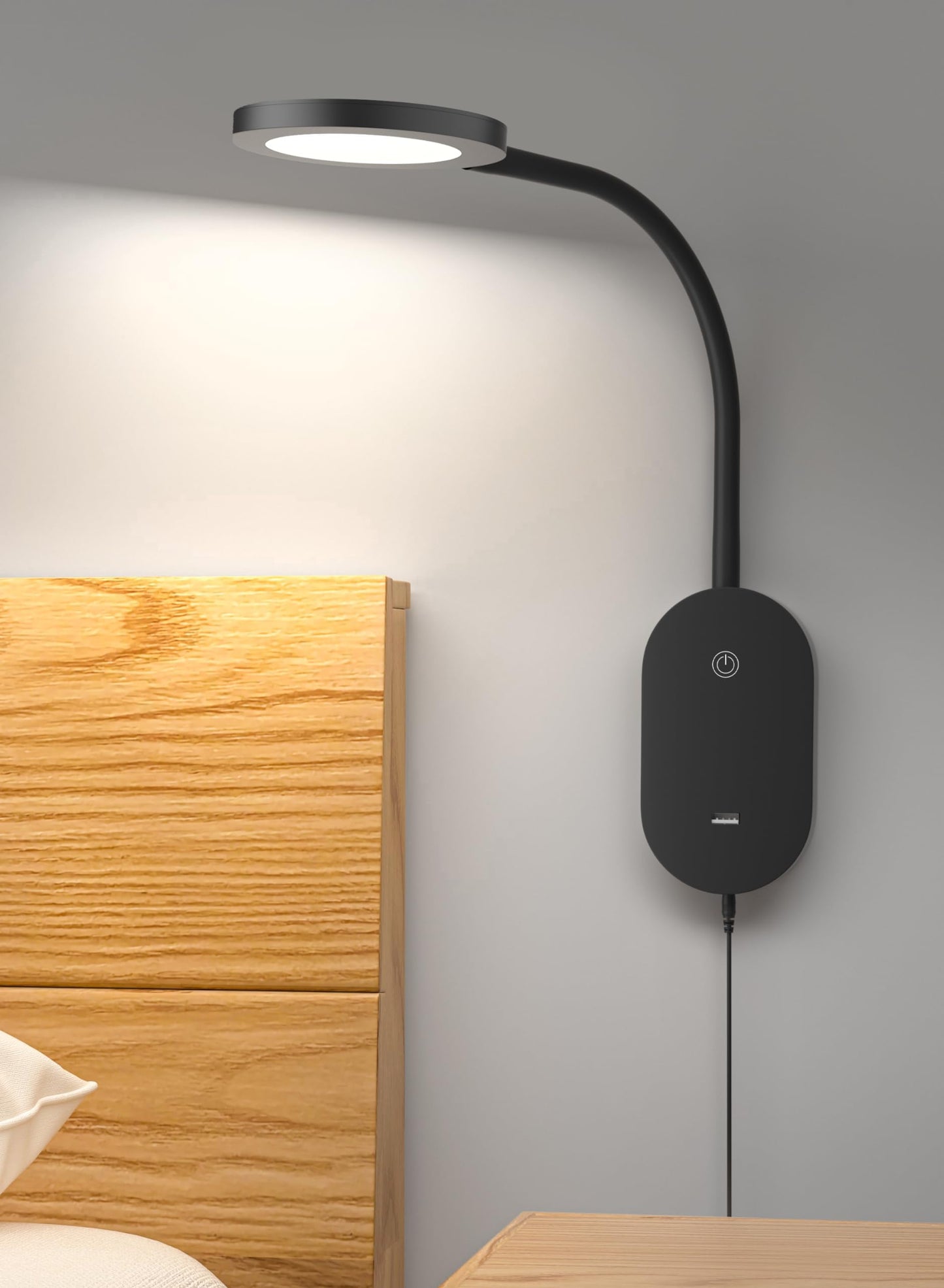 deeloop LED Wall Mounted Reading Light for Bed, Book Light for Wall Bedside Lamp with USB Output